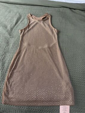 SHEIN Nude/Tan Sleeveless Beaded Midi Dress